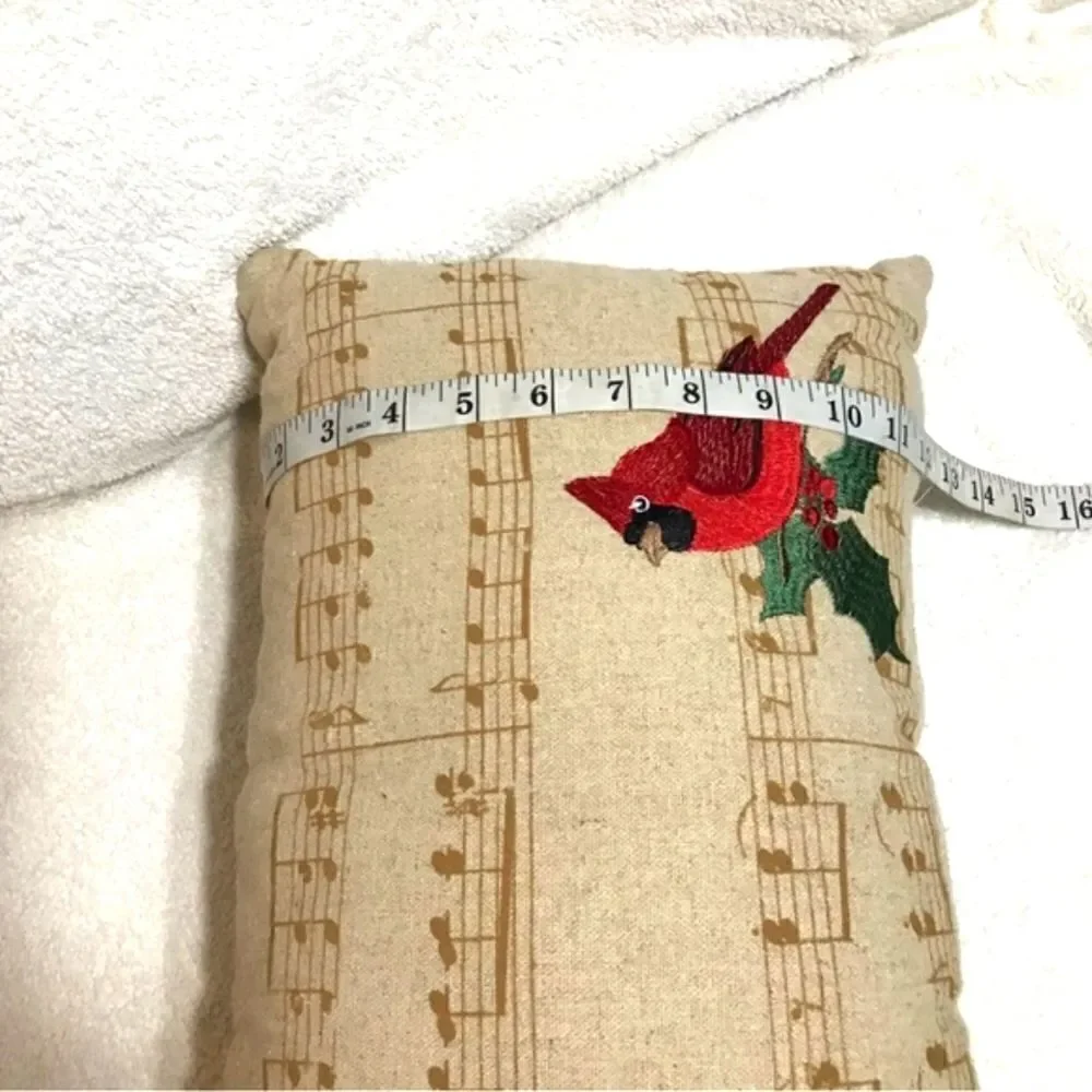 Music & Red Cardinal Christmas Song Throw Pillow